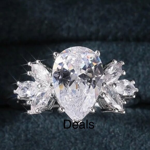 SILVER DIAMOND BRIDAL RING - Picture 2 of 5